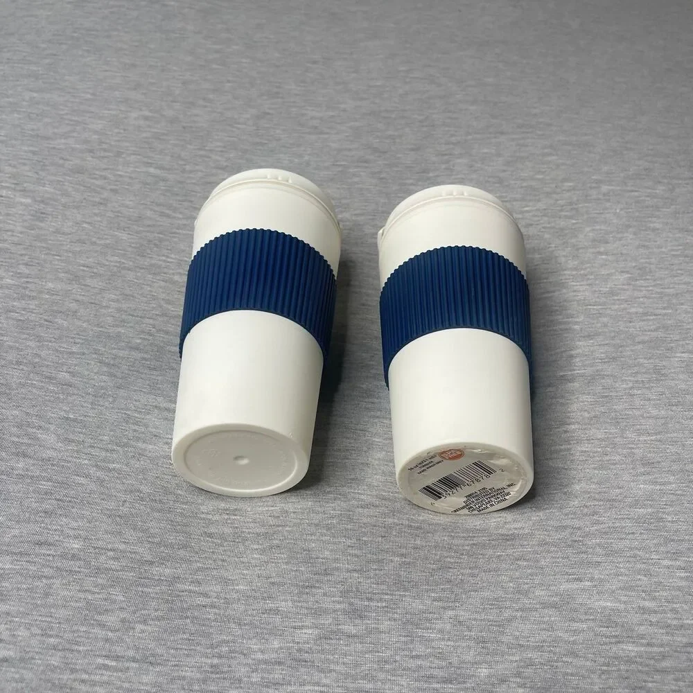 Hot & Cold Insulated 16 Oz. Navy Blue Sleeve Travel Tumbler Mugs 2 PCS. Set